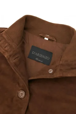 Donna D'Arienzo Faty - Bomber in pelle camoscio marrone con bottoni