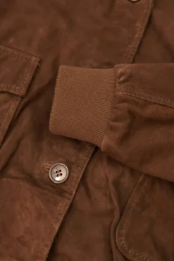 Donna D'Arienzo Faty - Bomber in pelle camoscio marrone con bottoni