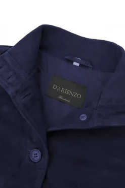 Donna D'Arienzo Faty - Bomber in pelle camoscio blu con bottoni