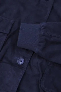 Donna D'Arienzo Faty - Bomber in pelle camoscio blu con bottoni
