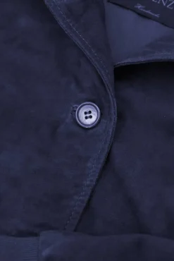 Donna D'Arienzo Faty - Bomber in pelle camoscio blu con bottoni
