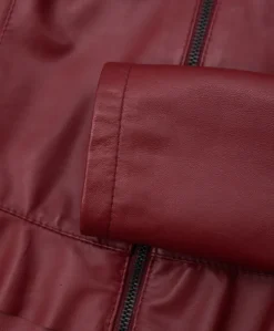 Donna D'Arienzo F105BL - Giacca in pelle bordeaux con balze nappa effetto liscio
