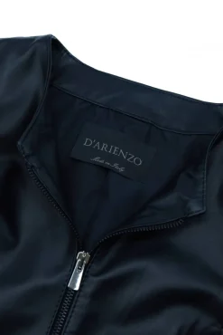 Donna D'Arienzo F105BL - Giacca in pelle nera con balze nappa effetto liscio