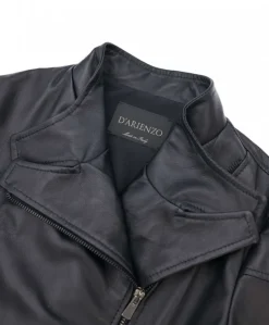 Donna D'Arienzo Fiamma - Bolero in pelle nera nappa effetto liscio