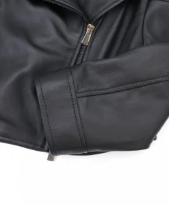 Donna D'Arienzo Fiamma - Bolero in pelle nera nappa effetto liscio