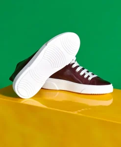 Uomo D'Arienzo Firenze - Sneakers alta in pelle bordeaux da uomo
