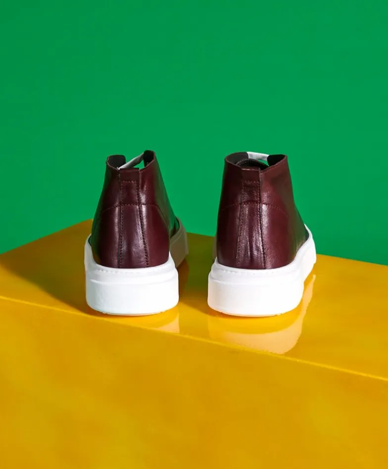 Uomo D'Arienzo Firenze - Sneakers alta in pelle bordeaux da uomo
