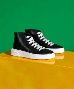 Uomo D'Arienzo Firenze - Sneakers alta in pelle nera stampa cocco da uomo