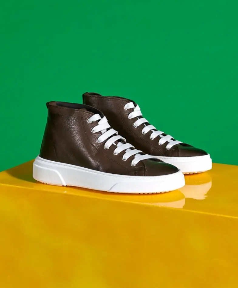 Uomo D'Arienzo Firenze - Sneakers alta in pelle fango da uomo