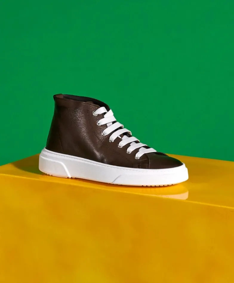 Uomo D'Arienzo Firenze - Sneakers alta in pelle fango da uomo