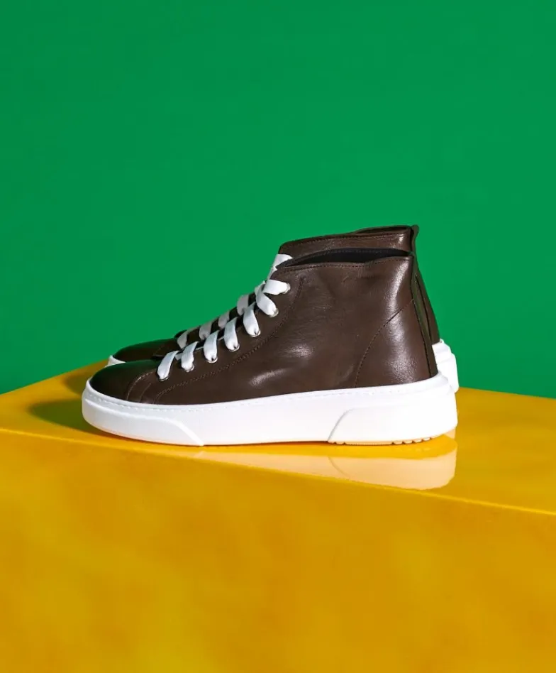 Uomo D'Arienzo Firenze - Sneakers alta in pelle fango da uomo