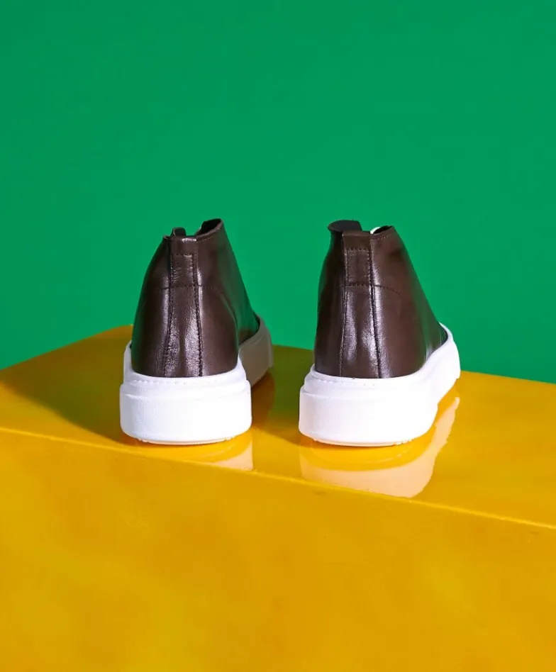 Uomo D'Arienzo Firenze - Sneakers alta in pelle fango da uomo