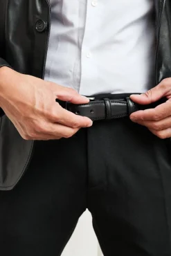 Uomo D'Arienzo Ford - Cintura uomo in pelle nera di vitello con fibbia argento
