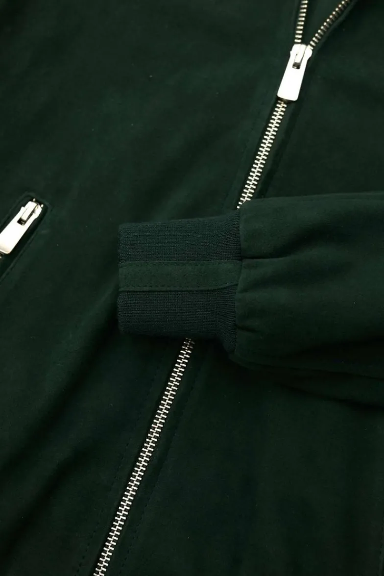 Donna D'Arienzo G154 - Bomber in pelle camoscio verde colletto coreana