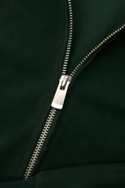 Donna D'Arienzo G154 - Bomber in pelle camoscio verde colletto coreana