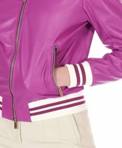Donna D'Arienzo G154 - Bomber in pelle naturale glicine effetto liscio