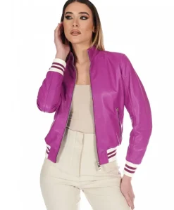Donna D'Arienzo G154 - Bomber in pelle naturale glicine effetto liscio