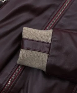 Donna D'Arienzo G155 - Bomber in pelle naturale bordeaux collo in lana merino