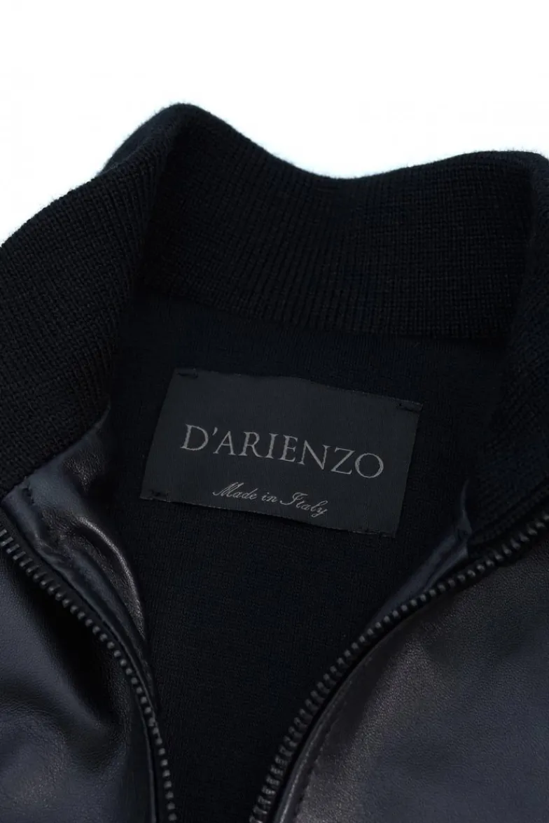 Donna D'Arienzo G155 - Bomber in pelle nera nappa effetto liscio