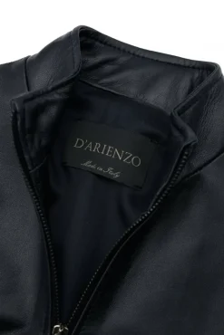 Donna D'Arienzo G154 - Bomber in pelle nera nappa effetto liscio