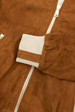 Donna D'Arienzo G154 - Bomber in pelle scamosciata cuoio e lana merinos