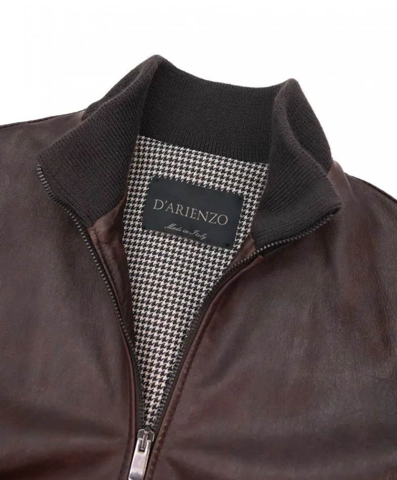 Donna D'Arienzo G155 - Bomber in pelle testa di moro effetto vintage