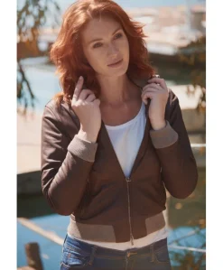 Donna D'Arienzo G155 - Bomber in pelle testa di moro effetto vintage