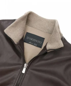 Donna D'Arienzo G155 - Bomber in pelle testa di moro effetto vintage