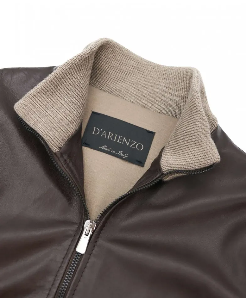 Donna D'Arienzo G155 - Bomber in pelle testa di moro effetto vintage