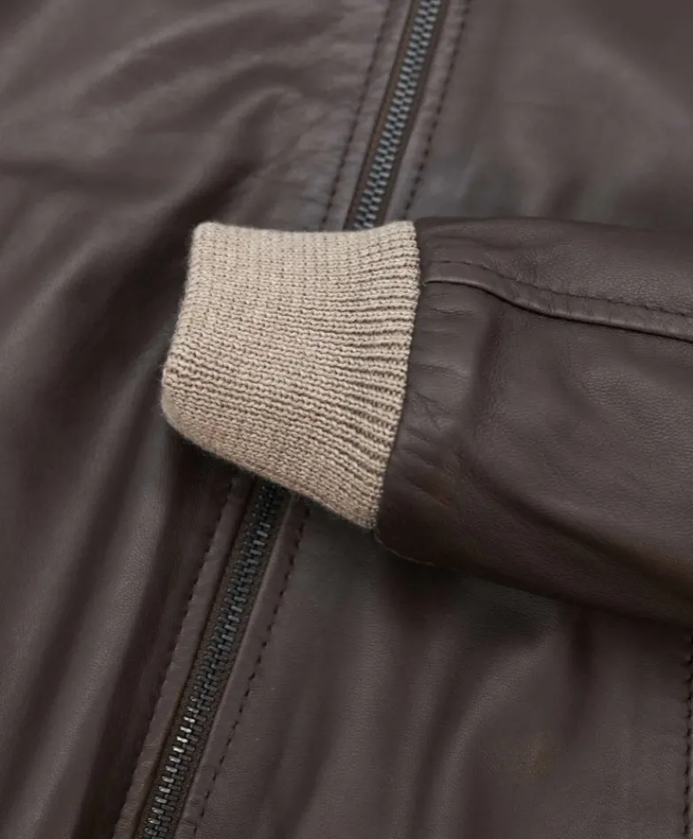 Donna D'Arienzo G155 - Bomber in pelle testa di moro effetto vintage