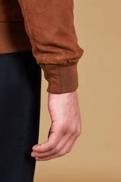 Uomo D'Arienzo Gaudil - Giacca Bomber in pelle camoscio cuoio due tasche