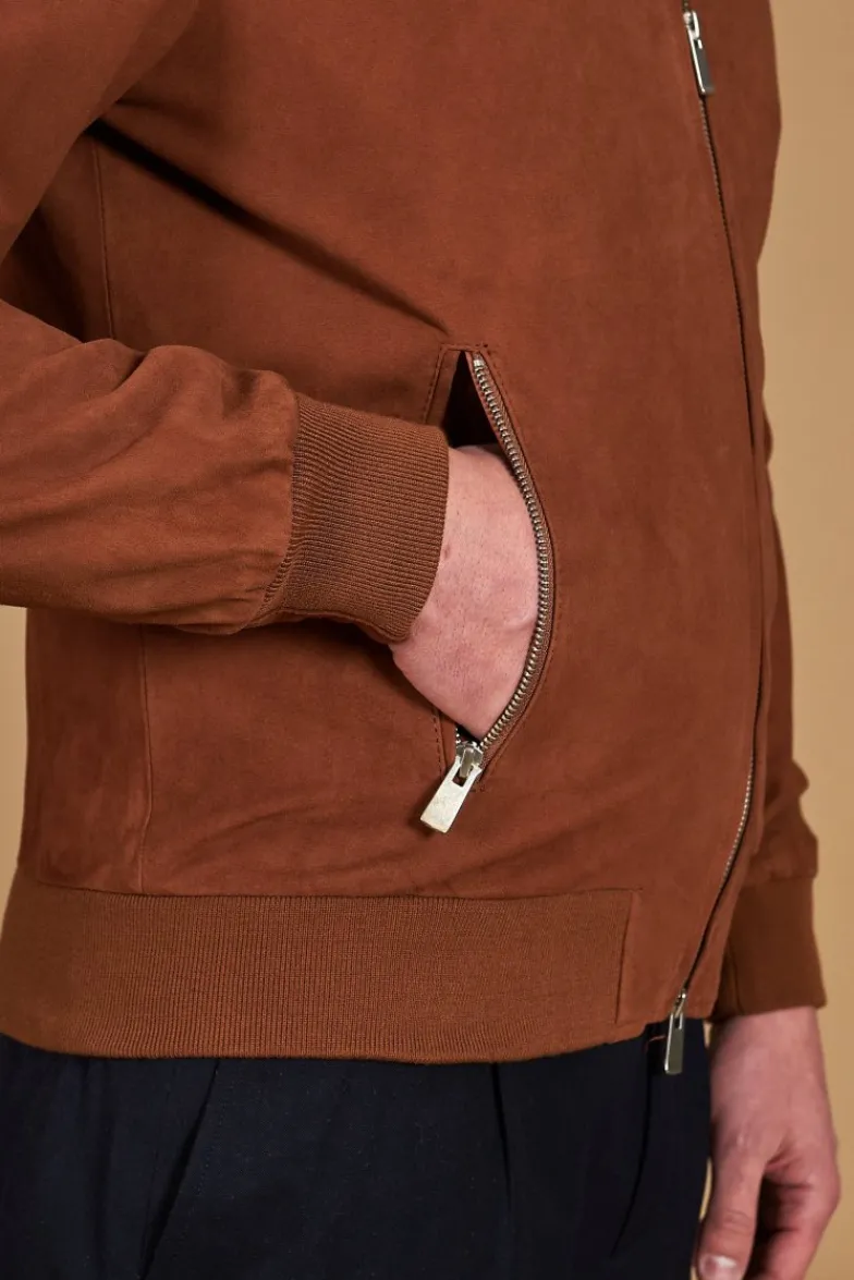 Uomo D'Arienzo Gaudil - Giacca Bomber in pelle camoscio cuoio due tasche