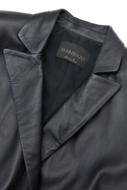 Donna D'Arienzo Giada - Blazer doppiopetto in pelle nera chiusura bottone