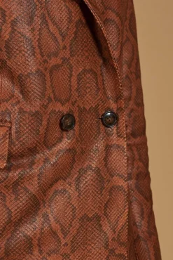 Donna D'Arienzo Giada - Blazer doppiopetto in pelle marrone stampa pitone