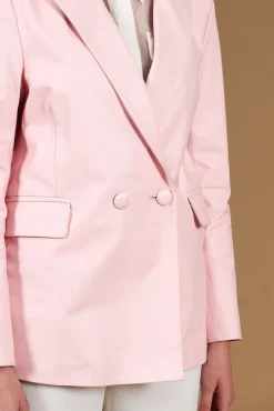 Donna D'Arienzo Giada - Blazer doppiopetto in pelle color rosa chiusura bottone