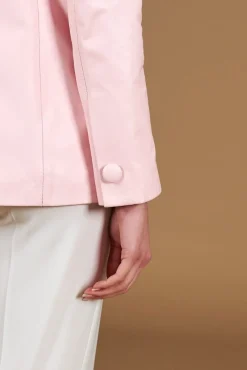 Donna D'Arienzo Giada - Blazer doppiopetto in pelle color rosa chiusura bottone