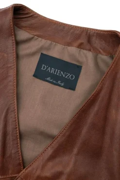 Uomo D'Arienzo Gilet - Gilet in pelle naturale marrone stile classico