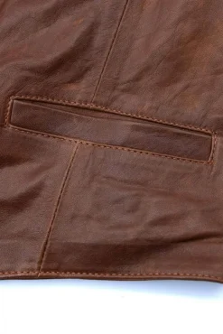 Uomo D'Arienzo Gilet - Gilet in pelle naturale marrone stile classico