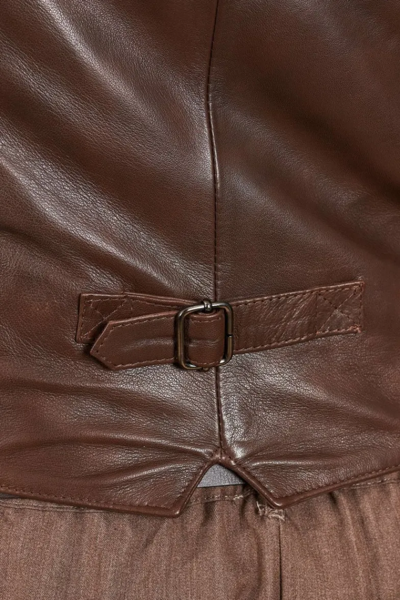Uomo D'Arienzo Gilet - Gilet in pelle naturale marrone stile classico