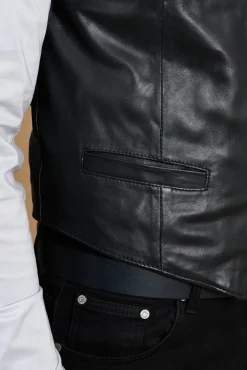 Uomo D'Arienzo Gilet - Gilet in pelle nera uomo stile classico