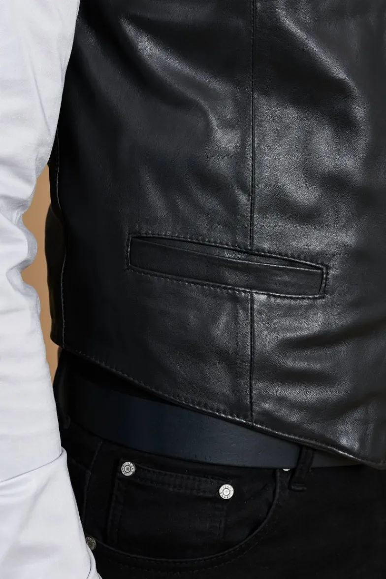 Uomo D'Arienzo Gilet - Gilet in pelle nera uomo stile classico