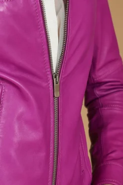 Donna D'Arienzo Giulia - Giacca biker in pelle naturale glicine effetto liscio