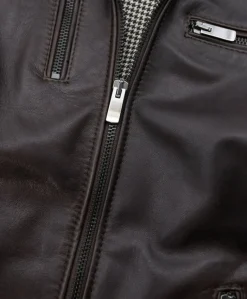 Donna D'Arienzo Giulia - Giacca biker in pelle testa di moro effetto vintage