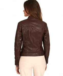 Donna D'Arienzo Giulia - Giacca biker in pelle testa di moro effetto vintage