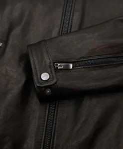 Uomo D'Arienzo Hamilton - Giacca biker in pelle nera vegetale effetto lavato