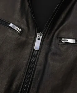 Uomo D'Arienzo Hamilton - Giacca biker in pelle nera vegetale effetto lavato