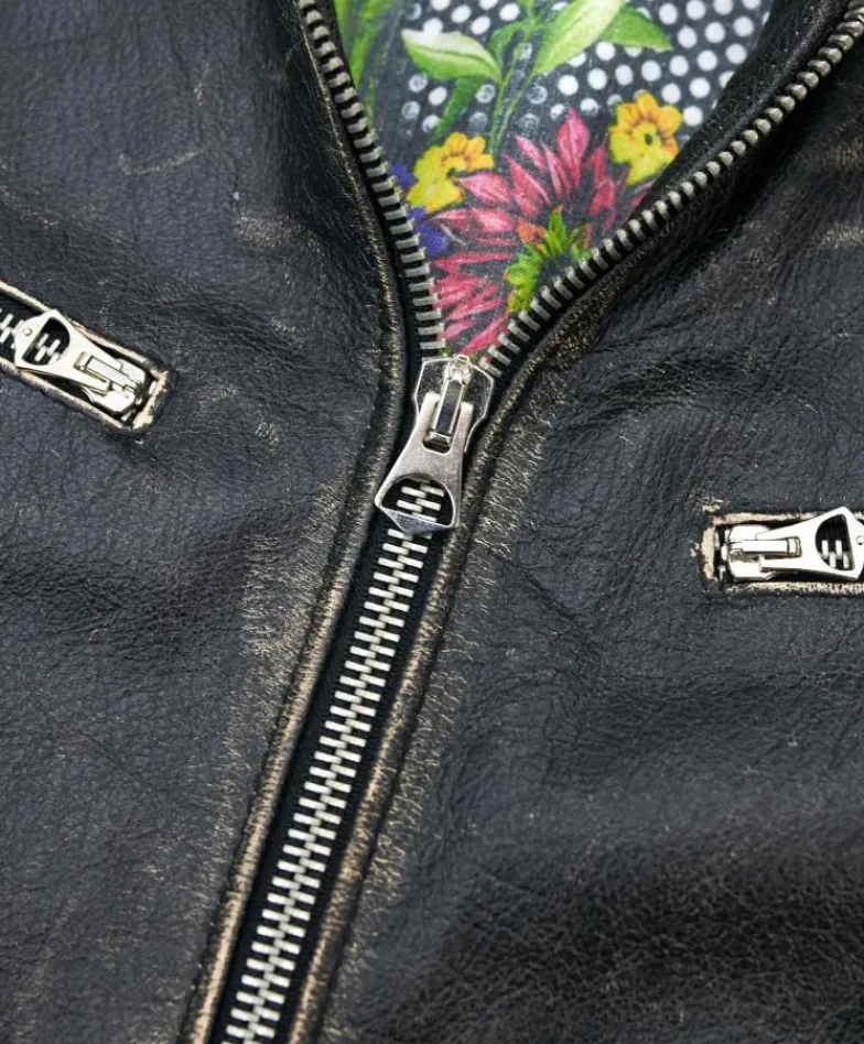 Uomo D'Arienzo Hamilton - Giacca biker in pelle nera vintage effetto invecchiato