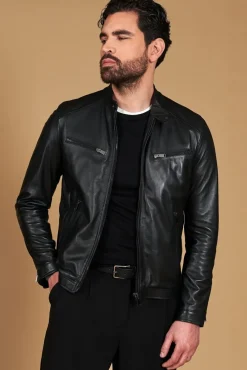 Uomo D'Arienzo Hamilton - Giacca in pelle nera quattro tasche nappa effetto liscio