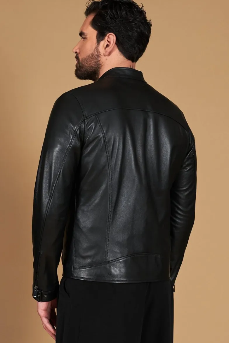 Uomo D'Arienzo Hamilton - Giacca in pelle nera quattro tasche nappa effetto liscio
