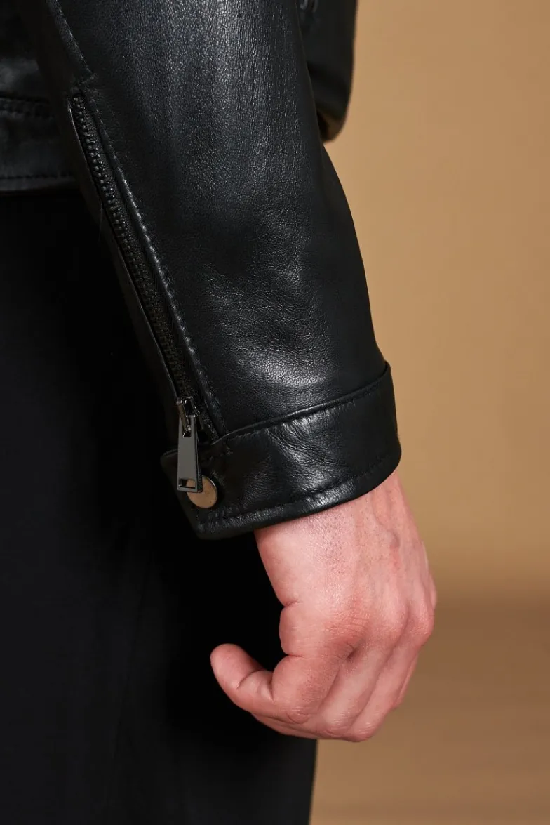 Uomo D'Arienzo Hamilton - Giacca in pelle nera quattro tasche nappa effetto liscio
